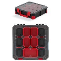 Organizér TITAN - 5 krabiček + přepážky 390x390x110 mm s průhledným víkem